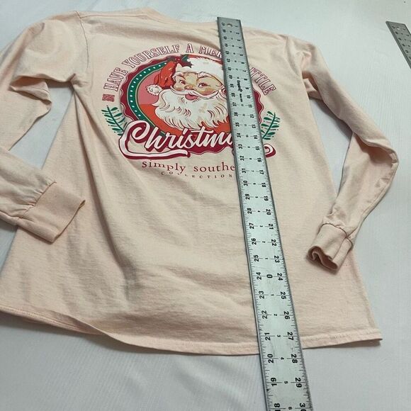 Simply Southern Peach Christmas Long Sleeve T-Shirt Size Small - Picture 8 of 8